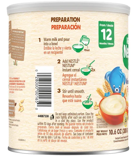 Miniatura 6 de Cereal infantil Nestlé Nestum, trigo y miel, hecho para niños de 12 meses en adelante, envase de 10.6 onzas (paquete de 6)