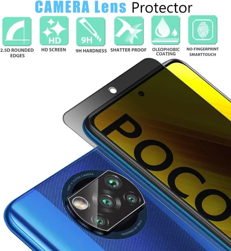 Miniatura 2 de Anbzsign - Protector de lente de cámara y [2 unidades] Protector de pantalla de cobertura completa de privacidad para Xiaomi Poco X3 / Poco X3