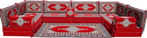 Miniatura 14 de arabicsofa Cojines de piso árabe en forma de U – Sofá tradicional Majlis con sofá otomano