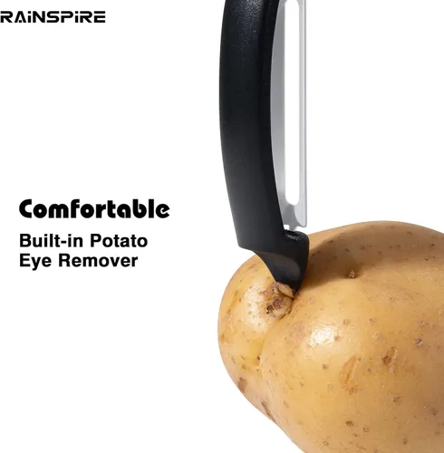 Miniatura 6 de Rainspire Juego de Pelador de 3 Piezas, Pelador Giratório Premium de Verduras, Accesorios de Cocina para Pelar Manzanas, Patatas, Verduras y Frutas