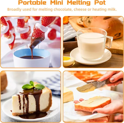 Miniatura 6 de Mini olla para fundir chocolate, fuente de fondue de chocolate, máquina calentadora de 8.79 onzas para chocolate con leche, queso, mantequilla, Rojo