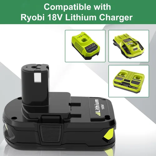 Miniatura 5 de Reoben Paquete de 2 baterías de litio de 3.6 Ah de repuesto para batería Ryobi de 18 V, compatible con baterías Ryobi de 18 voltios P102 P103 P104