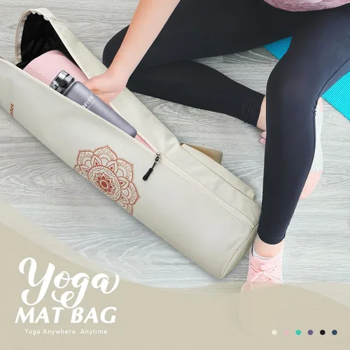 Miniatura 7 de Gonex Bolsa para esterilla de yoga, soporte para esterilla de yoga con cremallera completa, bolsa de transporte para mujeres y hombres con 2 Beige