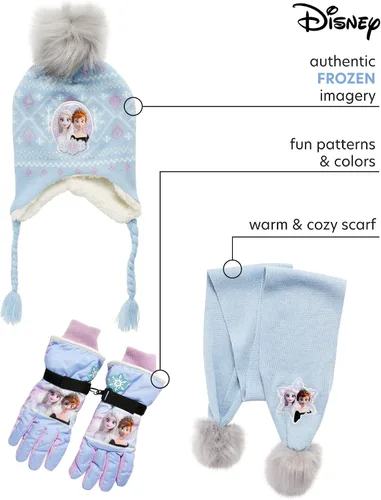 Miniatura 2 de Disney Juego de guantes de nieve aislados para niñas Minnie Mouse o Frozen Winter Hat bufanda y manoplas o guantes niño pequeño