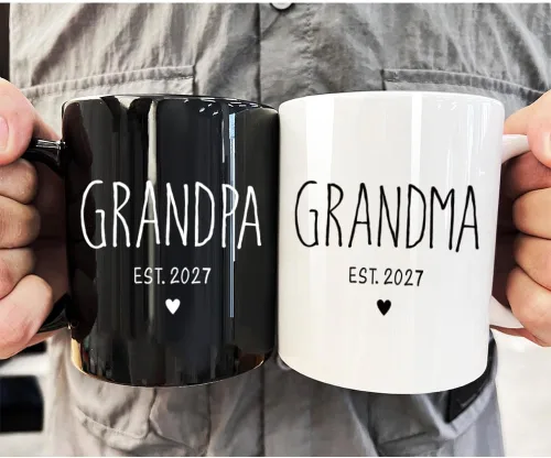 Miniatura 4 de FALJIOK Taza de café para abuelos, regalos por primera vez 2027, promocionado a abuelos, abuela y abuelo 2027, regalos de anuncio de embarazo