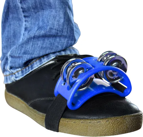 YMC Percusión FJS2S-BK Pandereta de pie con sonajas de acero., Azul