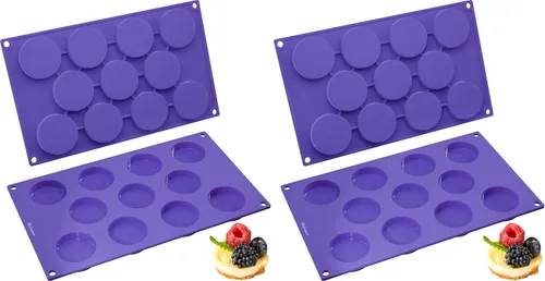 Miniatura 7 de Bakerpan Mini moldes redondos de silicona para hornear de 1.9 pulgadas, juego de 2 moldes antiadherentes para magdalenas, tartas, galletas