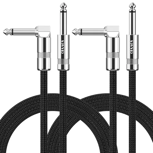 Miniatura 18 de Cable de Guitarra de 6 Pies Cable de Instrumento para Guitarra Eléctrica y Bajo, Teclado - Cable AMP de Ángulo Recto de 1/4 Pulgada, Negro
