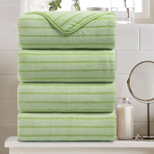 Miniatura 30 de Juego de 8 toallas de baño grandes a rayas estilo cabana color verde militar - Sábana de baño extragrande - 2 toallas de baño, 2 toallas de mano, 4