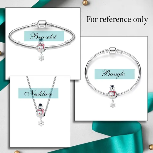 Miniatura 5 de QeenseKc Abalorio de Navidad con diseño de muñeco de nieve de elfo ciervo dulce de jengibre para pulsera Pandora