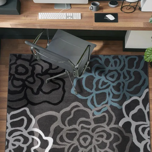 Miniatura 2 de Rugshop Alfombra contemporánea y moderna con flores abstractas y diseño floral, fácil de mantener, para oficina en casa, sala de estar, dormitorio
