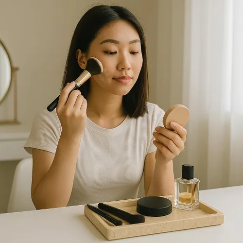 Miniatura 7 de Lujosa bandeja de tocador de mármol natural tallada a mano, organizador elegante y resistente para baño, dormitorio, maquillaje, encimeras, beige