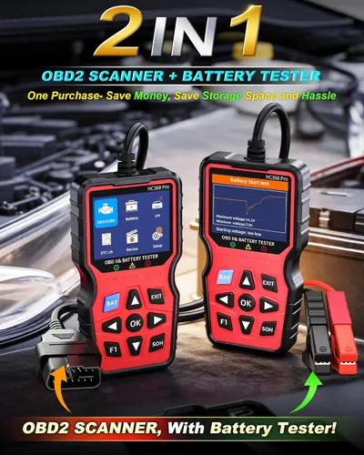 Miniatura 2 de Escáner OBD2 2 en 1 con probador de batería: códigos de motor de lectura y verificación clara de 1S + batería de prueba en 3 minutos - Herramienta