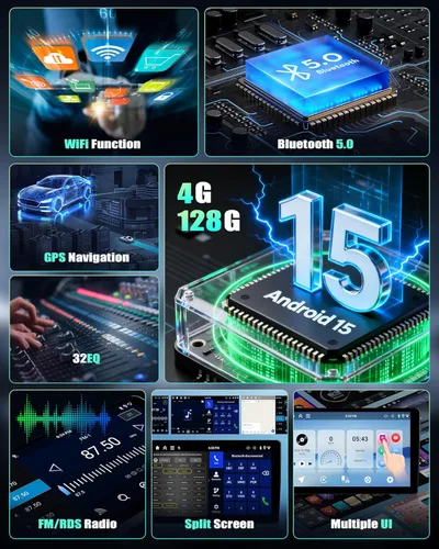 Miniatura 3 de Android 15 4+128G Estéreo de coche para Honda Civic 2016-2021 con Carplay inalámbrico Android Auto, 9 pulgadas Incell 1280 * 720 Unidad principal