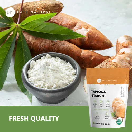 Miniatura 4 de Kate Naturals Harina de almidón de tapioca para hornear, cocinar y perlas de Boba (12 onzas, orgánica, sin OMG, sin gluten)