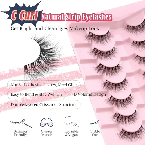Miniatura 3 de Pestañas naturales de ojo de gato, pestañas finas de 0.551 pulgadas, pestañas postizas ligeras de volumen 3D, pestañas naturales de 0.004 in, banda