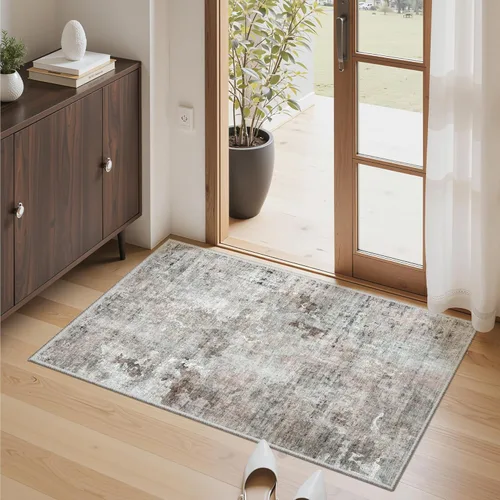 Miniatura 274 de Alfombra de pasillo Soalmost 2'6" x 10' lavable, alfombra antideslizante para cocina, baño, lavandería, alfombras vintage ultra delgadas para Beige