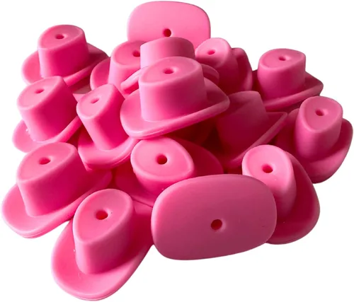 Focal Beads - Sombrero de vaquero de silicona rosa | Paquete de 12 unidades al por mayor para perchas de cuerda Freshie, bolígrafo con cuentas y
