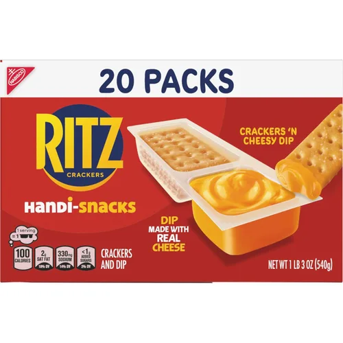 Miniatura 18 de Handi-Snacks RITZ Crackers 'N Cheesy Dip Paquetes de Aperitivos, Aperitivos Escolares, 20 Paquetes de Aperitivos