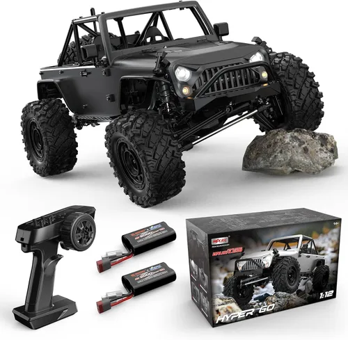 HYPER GO H12Y 1/12 RC Rock Crawlers sin escobillas 4X4 para adultos, camiones RC todo terreno con ejes portal, impermeables con estuche de metal