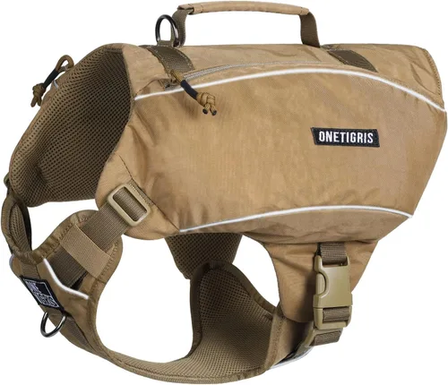 ONETIGRIS CAMLUS - Mochila para perros en forma de Y, sin tirones, con anillas en D, ligera, para senderismo, caza, campamento, viajes