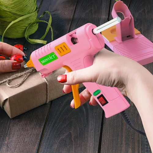 Miniatura 6 de MONVICT - Kit de pistola de pegamento caliente rosa, pistola de pegamento mini con soporte de ventosas y alfombrilla antiadherente de silicona