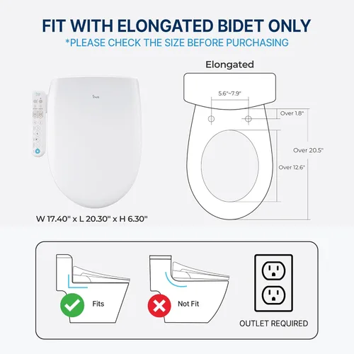 Miniatura 5 de Inus N22 Asiento de Inodoro Bidé Eléctrico con Calefacción Alargado, Agua Caliente, Asiento de Inodoro Bidé de Lujo con Agua Caliente Inteligente