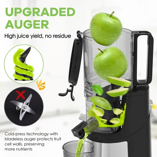 Miniatura 3 de EanOruus Cold Press Juicer, 5.8" Wide Feed Chute Juice Extractor Machine with 400W, High Juice Yield, Slow Masticating Juicer for Whole Vegetables &