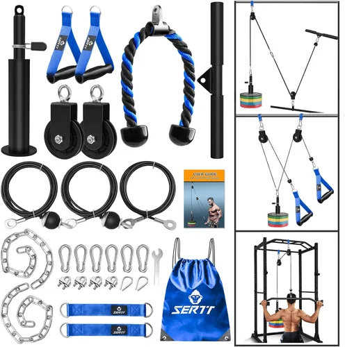 Miniatura 9 de Sistema de polea de cable de peso SERTT para gimnasio, accesorios actualizados de polea de cable para tracción LAT, flexión de bíceps, tríceps, Negro