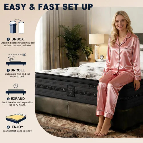 Miniatura 9 de Twin Mattress 12 inch, Hybrid Twin Size Mattress in a Box, Individually Wrapped Coils & Gel Memory Foam for Back Support, Pressure Relief & Motion