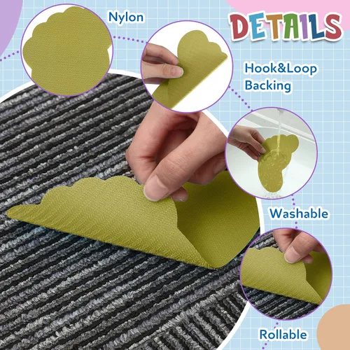 Miniatura 3 de Outus 48 puntos para pies de alfombra, alinea puntos para pies sentados para el suelo del aula, marcadores de alfombra para suministros