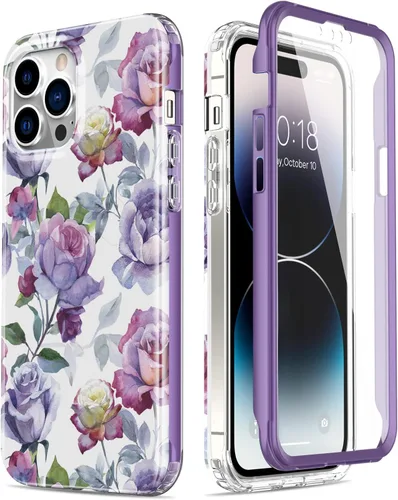Miniatura 7 de Esdot Funda para iPhone 14 con Protector de Pantalla Integrado, Funda Resistente de Grado Militar con Diseños de Moda para Mujeres y Niñas, Funda