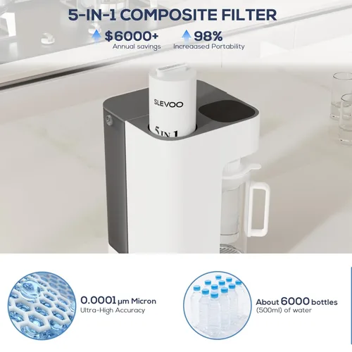 Miniatura 7 de [Inteligente] Filtro de Agua de Ósmosis Inversa para Encimera, Ph+ y Sistema de Filtración de Agua RO de 6 Etapas - Remineralización Alcalina, 4:1
