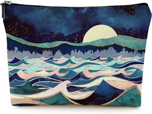 Miniatura 19 de Pequeña bolsa de maquillaje para monedero, bonita lona impermeable, bolsas de cosméticos para mujeres, con cremallera, bolsa de aseo de viaje