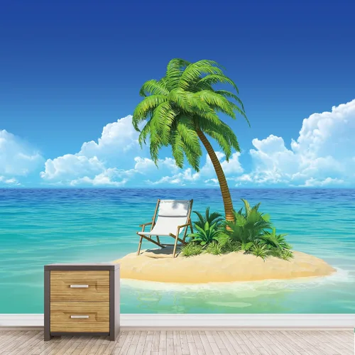 Miniatura 8 de Mural de pared 3D de atardecer atardecer, paisaje oceánico, removible, autoadhesivo, decoración de pared, para niños y niñas, habitación de niños
