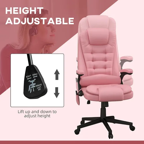 Miniatura 4 de HOMCOM, silla de oficina ejecutiva, ergonómica, piel sintética, con calor, masaje vibratorio., Cuero, Crema