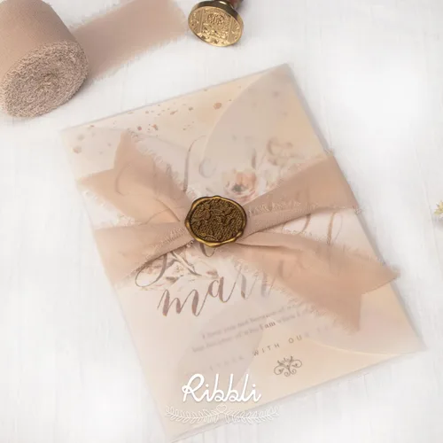 Miniatura 5 de Ribbli Cinta de seda de gasa, 1.5 pulgadas x 30 yardas, cinta de gasa con flecos crema/champán/beige para invitaciones de boda, envoltura de ramos