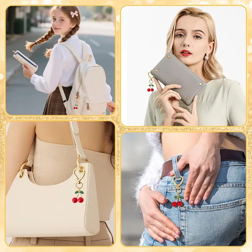 Miniatura 6 de Dreamtop Llavero de cereza para fiesta, 24 juegos de llaveros de cerezas, regalos de fiesta de Navidad, regalo de agradecimiento, accesorios