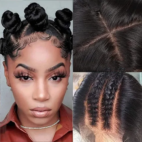 Miniatura 7 de Pelucas de Cabello Humano de Encaje Completo de 10 Pulgadas de Largo Liso HD Peluca de Encaje Completo Se Puede Trenzar Pre Desplumada Con Cabello