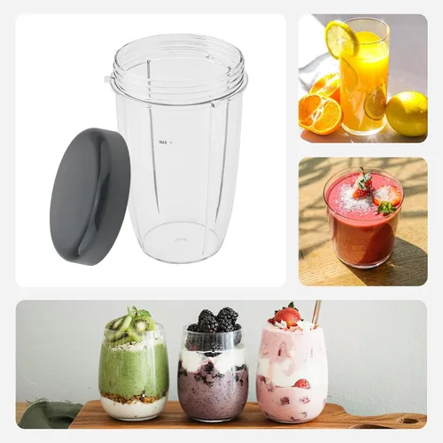 Miniatura 8 de 2 vasos de repuesto reutilizables de 24 onzas para licuadoras Nutribullet de 600 W / 900 W con tapa, vaso de repuesto lavable