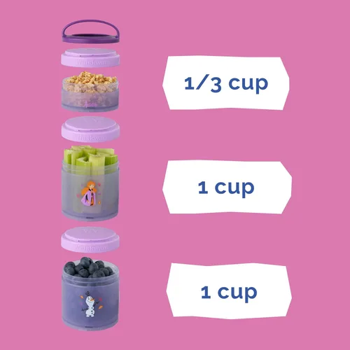 Miniatura 4 de Whiskware Disney Princess Frozen, recipientes apilables para aperitivos para niños, contenedores duraderos de almacenamiento de alimentos para Anna