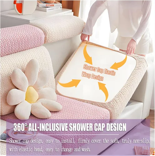 Miniatura 4 de Fundas elásticas para sofá modular en forma de L, con textura de oreja de trigo, fundas para sofá reclinable, protector de muebles antideslizante
