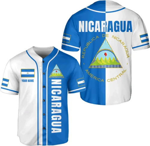 Miniatura 15 de Camiseta de béisbol de Nicaragua personalizada, camiseta de béisbol de Nicaragua personalizada para hombres y mujeres, camisas nicaragüenses