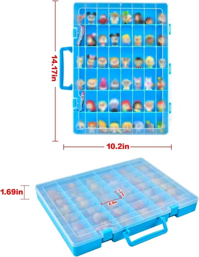 Miniatura 5 de Vitrina compatible con figuras coleccionables de Disney Doorables/para MGA Entertainment Miniverse. Contenedor organizador de almacenamiento de Azul