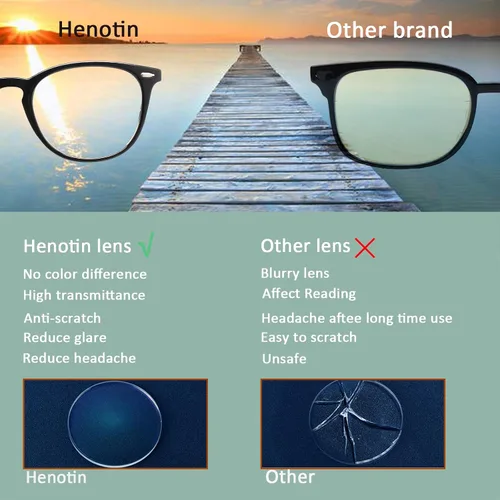 Miniatura 5 de Henotin - Paquete de 6 lentes de lectura para hombres y mujeres, con bloqueo de luz azul, elegantes, para computadora, con estuche de cuero Mezcla