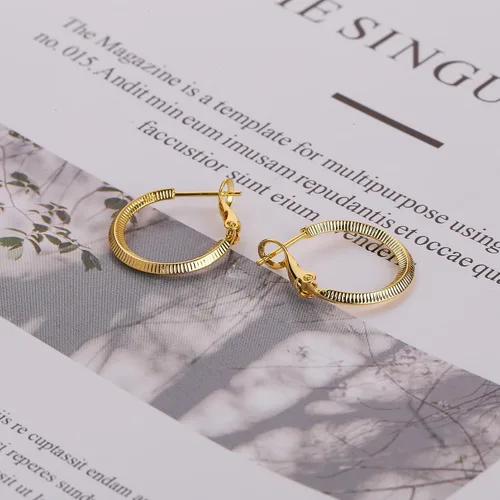 Miniatura 6 de Zaano Aretes de aro chapados en oro de 14 quilates para mujeres y niñas con poste de plata de ley 925 (aro cuadrado grueso grueso grande y pequeño)