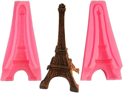 Miniatura 3 de 2 unids/set 3D París Torre Eiffel pastel Fondant molde silicona goma pasta azúcar artesanía molde para decoración de pasteles magdalenas Polímero