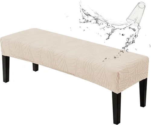 Miniatura 13 de Genina Fundas impermeables para banco de comedor, protector de asiento de banco de jacquard elástico, funda de banco rectangular para dormitorios