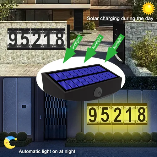 Miniatura 4 de Números solares de casa para exteriores, número acrílico 3D, control remoto de luz colorida, letrero de dirección solar, números de dirección