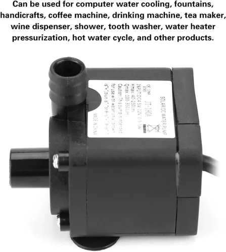 Miniatura 7 de Mini bomba de agua sumergible DC sin escobillas, acero inoxidable, negro, 12V, 350L/H, -40 100, refrigeración por computadora, fuentes